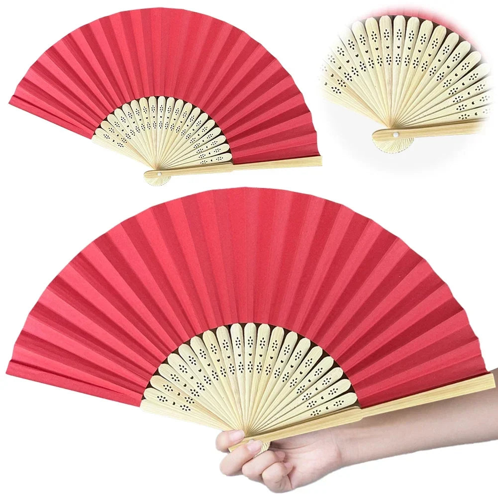 Hand Fan Bamboo Paper Fan Pocket Folding Fan Solid Color Guest Fans DIY Guest Gift for Wedding Birthday Summer Party