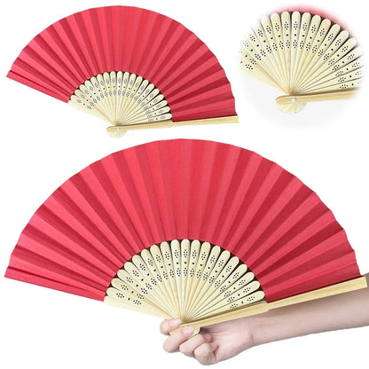 Hand Fan Bamboo Paper Fan Pocket Folding Fan Solid Color Guest Fans DIY Guest Gift for Wedding Birthday Summer Party