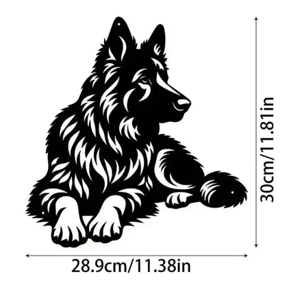 Artistic Metal German Shepherd Wall Art - Iron Silhouette Sculpture, Ideal for Outdoor Garden & Indoor Living Room Decor