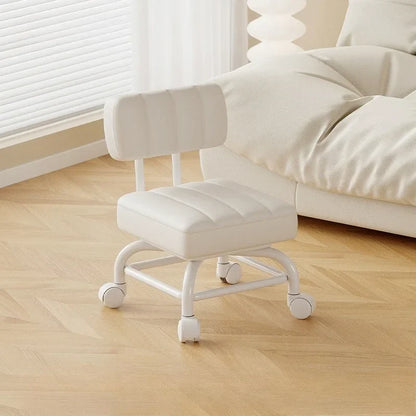 Small Stool Backrest Universal Wheel Soft Stool Children's Sofa Coffee Table Small Chair Pulley Low Stool Portable Stool