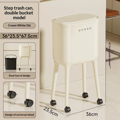 Waste Bins Step Trash Can Covered Lid Large Capacity Kitchen Bathroom Living Room Soft Close Garbage Bin Trash Can Household