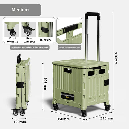 Household multi-functional shopping trolley, portable folding shopping trolley, trailer, camping, large-capacity storage box