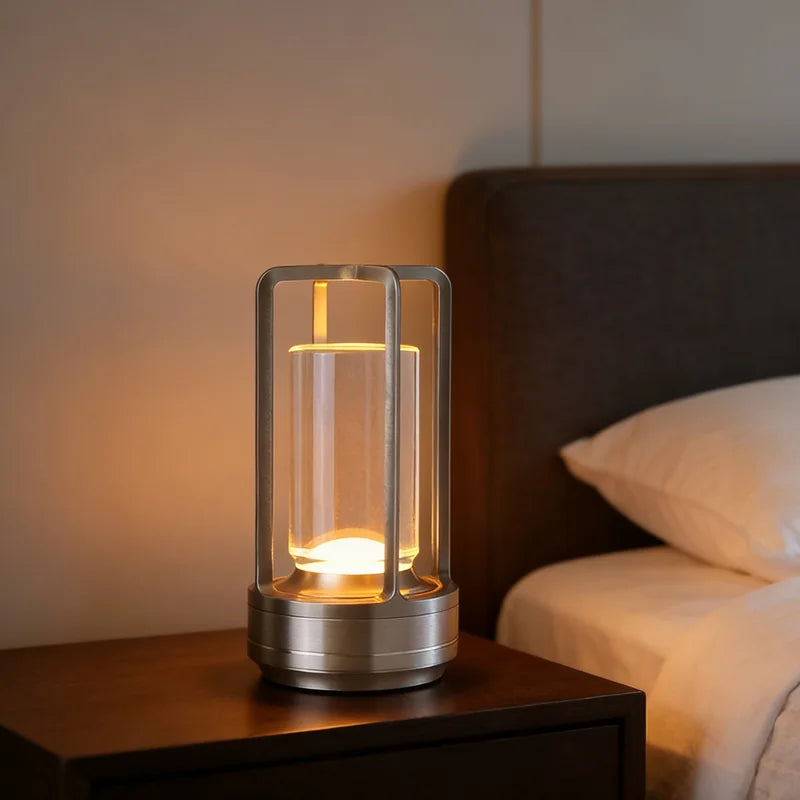 LED Cordless Table Lamp Retro Bar Metal Desk Lamps Rechargeable Touch Dimming Night Light Restaurant Bedroom Home Outdoor Decor