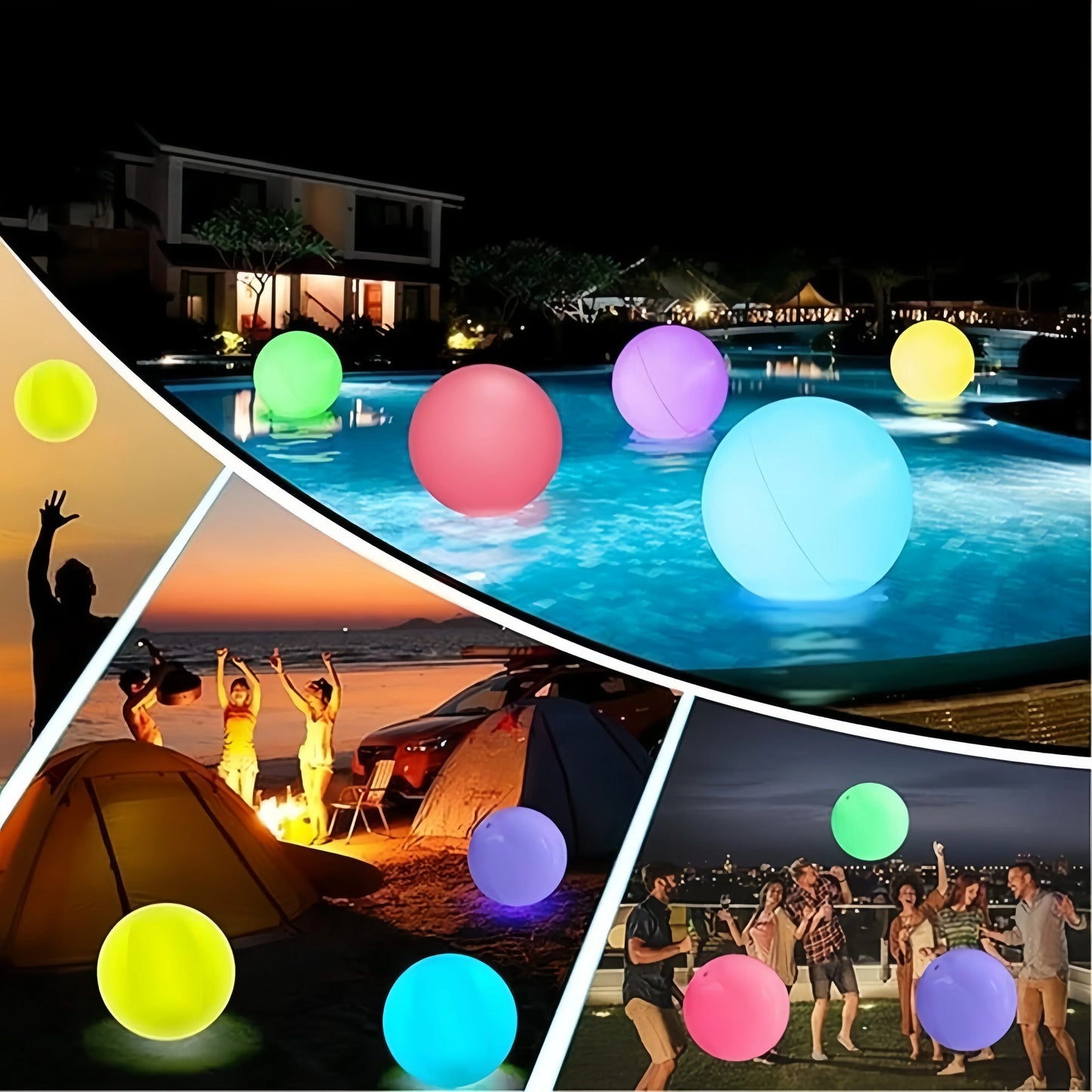Pool Infaltable Ball - 1 Pack Light Up Beach Balls 8 Light Modes, Pool Beach Games Balls for Outdoor or Indoor Activities