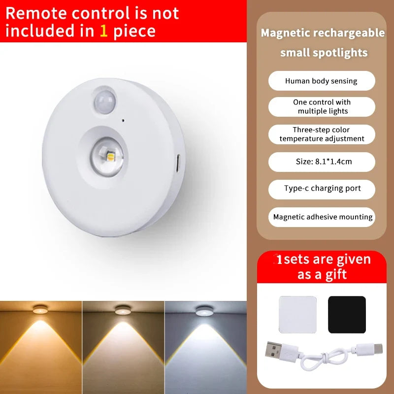 Motion Sensor LED Under Cabinet Lamp Dimmable Rechargeable Night Light Stairs Closet Room Aisle Tube Bar Detector Bulb