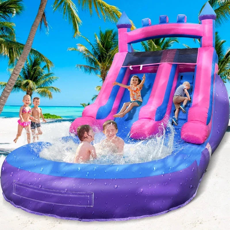 Commercial Grade Inflatable Water Slide with Splash Pool Bouncy Castle for Adults and Kids Includes Blower