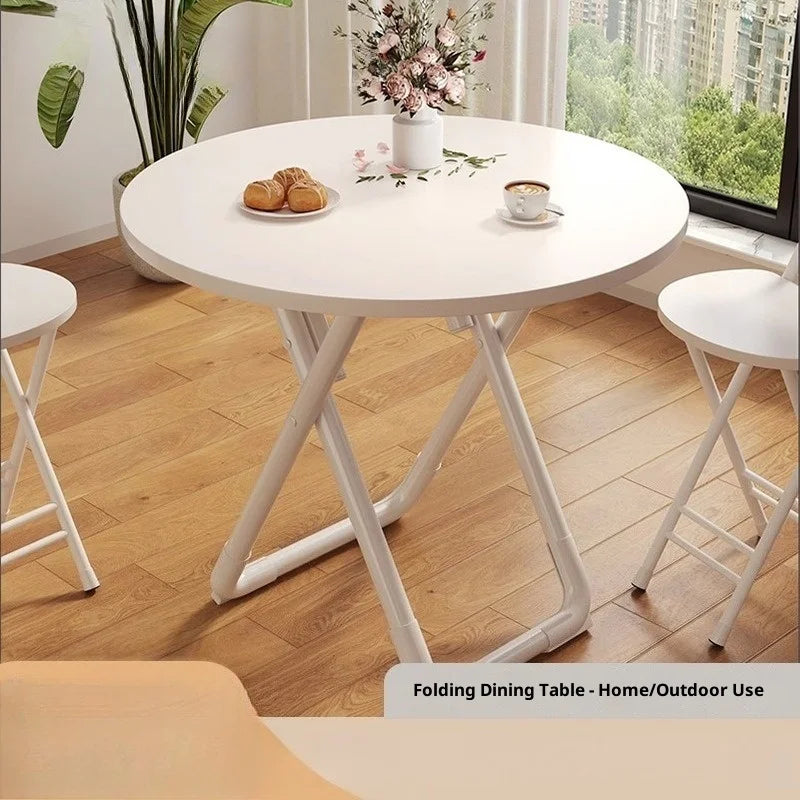 Portable Folding Round Dining Table Space Saving Kitchen Table Small Apartment Balcony Outdoor Lightweight Easy Storage Wood