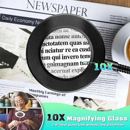 With/Without Magnifier 3 Color Change 10 Brightness Stepless, Flexible Gooseneck Desk Light With Magnifying Glass Or Not Include