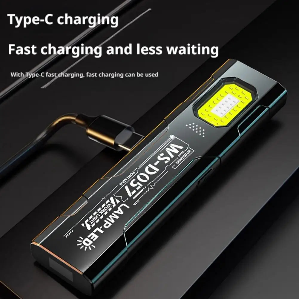 Powerful 550LM EDC Flashlight USB C Rechargeable Portable Torch with COB Red and Blue Lights Outdoor Portable Pen Clip Lantern