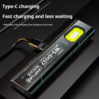 Powerful 550LM EDC Flashlight USB C Rechargeable Portable Torch with COB Red and Blue Lights Outdoor Portable Pen Clip Lantern