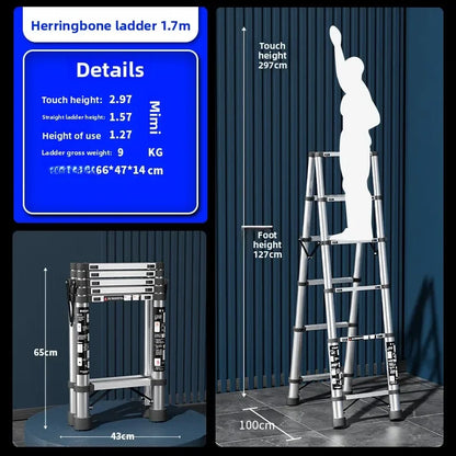 Stainless steel telescopic ladder Multifunctional  herringbone ladder Portable folding ladder Bamboo ladder Lifting ladder