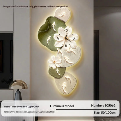 Wall Clock Modern Minimalist Nine Koi Fish Large Silent Wall Clock Home Decor Living Room Bedroom TV Background No Drilling