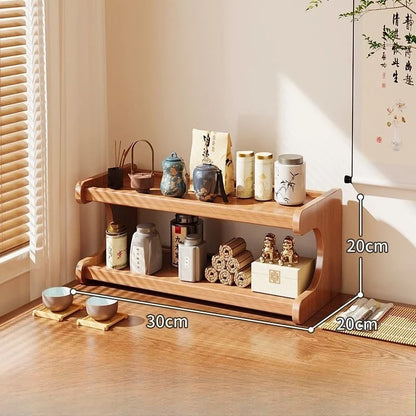 Simple Tiers Desktop Storage Rack Compact Space-saving Wood Tabletop Stand Multi-functional Sturdy Desk Bookshelf Seasoning