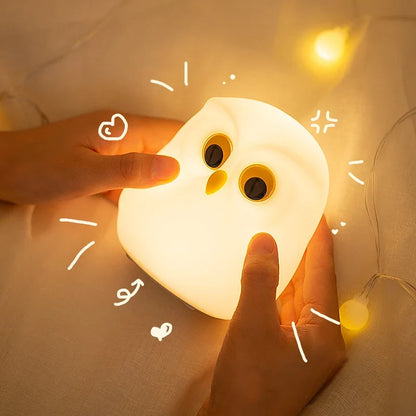 Owl Night Light Cute Silicone Night Lamp Rechargeable RGB Ambience  Lamp Room Decoration Funny Animal Children Night Light Gift