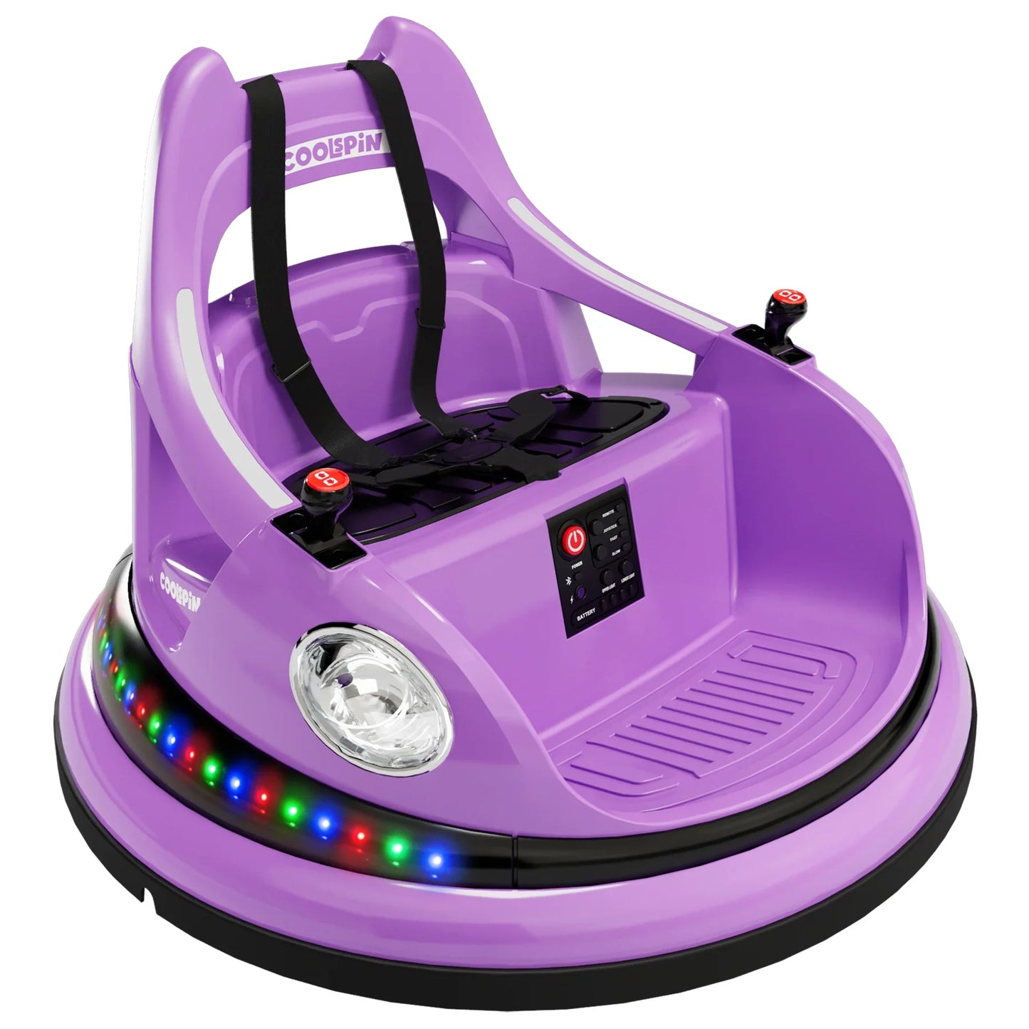 12V Bumper Car for Toddlers Electric Ride On Toys for Kids 1-6 Years LED Lights, 360 Degree Spin, Supports up to 66lbs