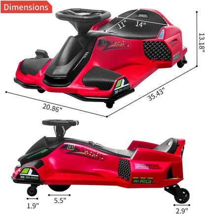 24V Electric Go-Kart Kids Outdoor Ride On Drift Racing Car Toy with Variable Speeds Up to 7.5 Mph,LED Lights,Music,USB Port