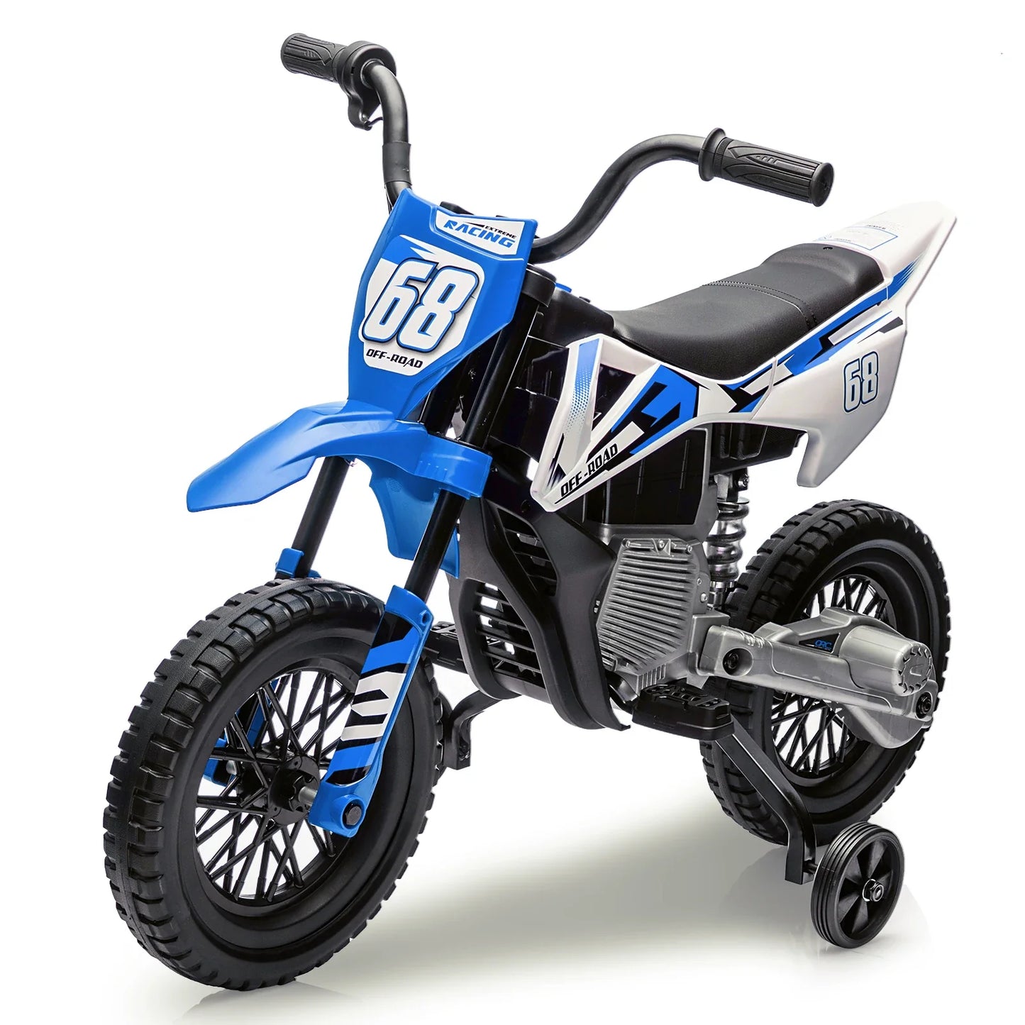 12V Electric Dirt Bike Kids Ride on Motorcycle for Toddlers with Traning Wheels Twist Grip Throttle 3Mph Max Speed and Music