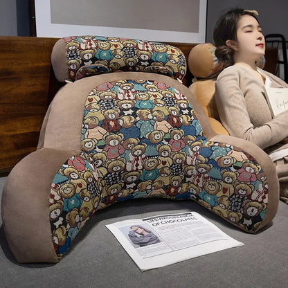Retro Lumbar Support Large Cushion Bedside Reading Playing Sofa Cushion Home Bedroom Office Waist Protection Pillow Removable