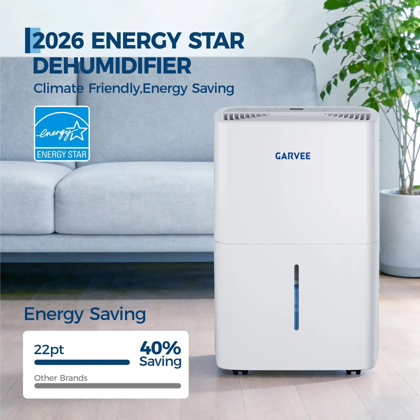 22 Pint Dehumidifier For Home 3000 Sq Ft Basement Large Room Quiet Auto Shut Off Continuous Drain Portable Air Dryer 1.45Gal