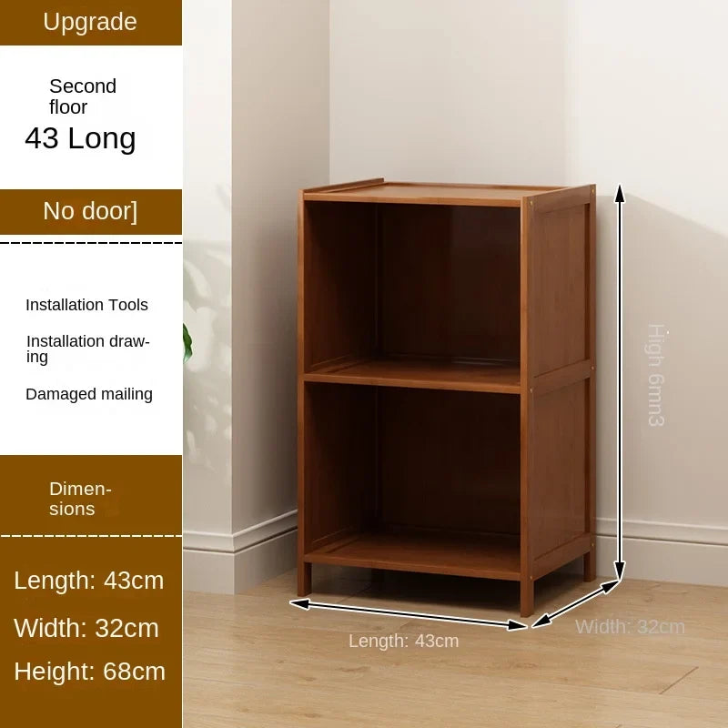 Bookcase with door, multi-layer storage rack, seam storage cabinet, living room display cabinet, bookshelf