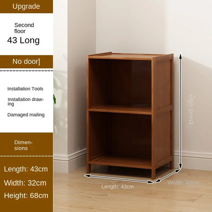 Bookcase with door, multi-layer storage rack, seam storage cabinet, living room display cabinet, bookshelf