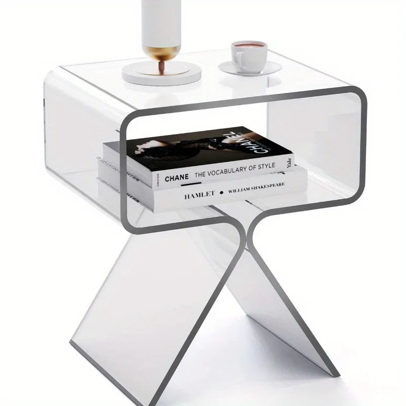 Modern Transparent Acrylic Bedside Table - Creative Side Table, Small Narrow End Table
