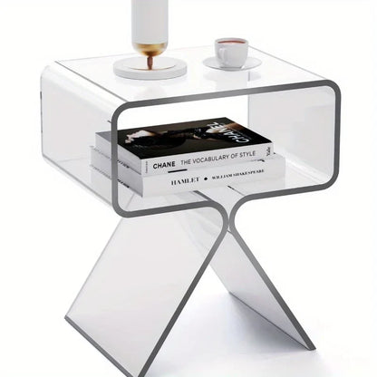 Modern Transparent Acrylic Bedside Table - Creative Side Table, Small Narrow End Table