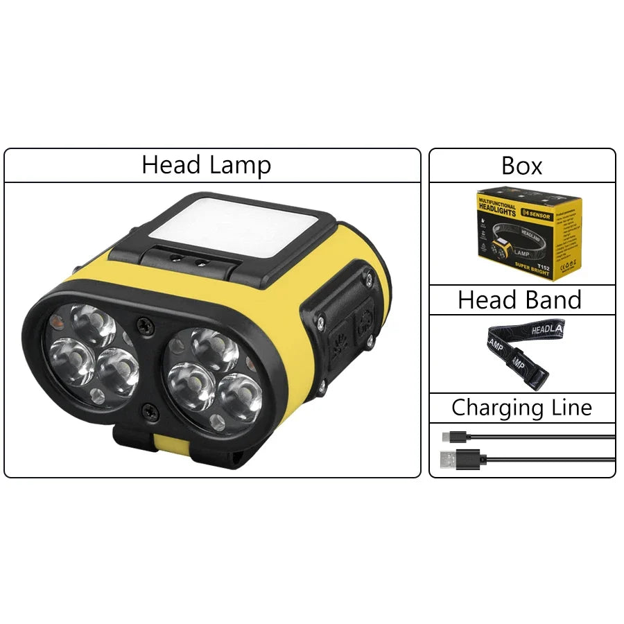 Owl Headlamp Type-c Rechargeable Headlight Portable Rotating Hunting Lights Led Flashlight Fishing Front Bicycle Light