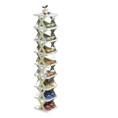 9-Tier Vertical Shoe Rack - Space-saving Tall & Narrow Design for Entranceways, Easy to Assemble Home Organization Storage