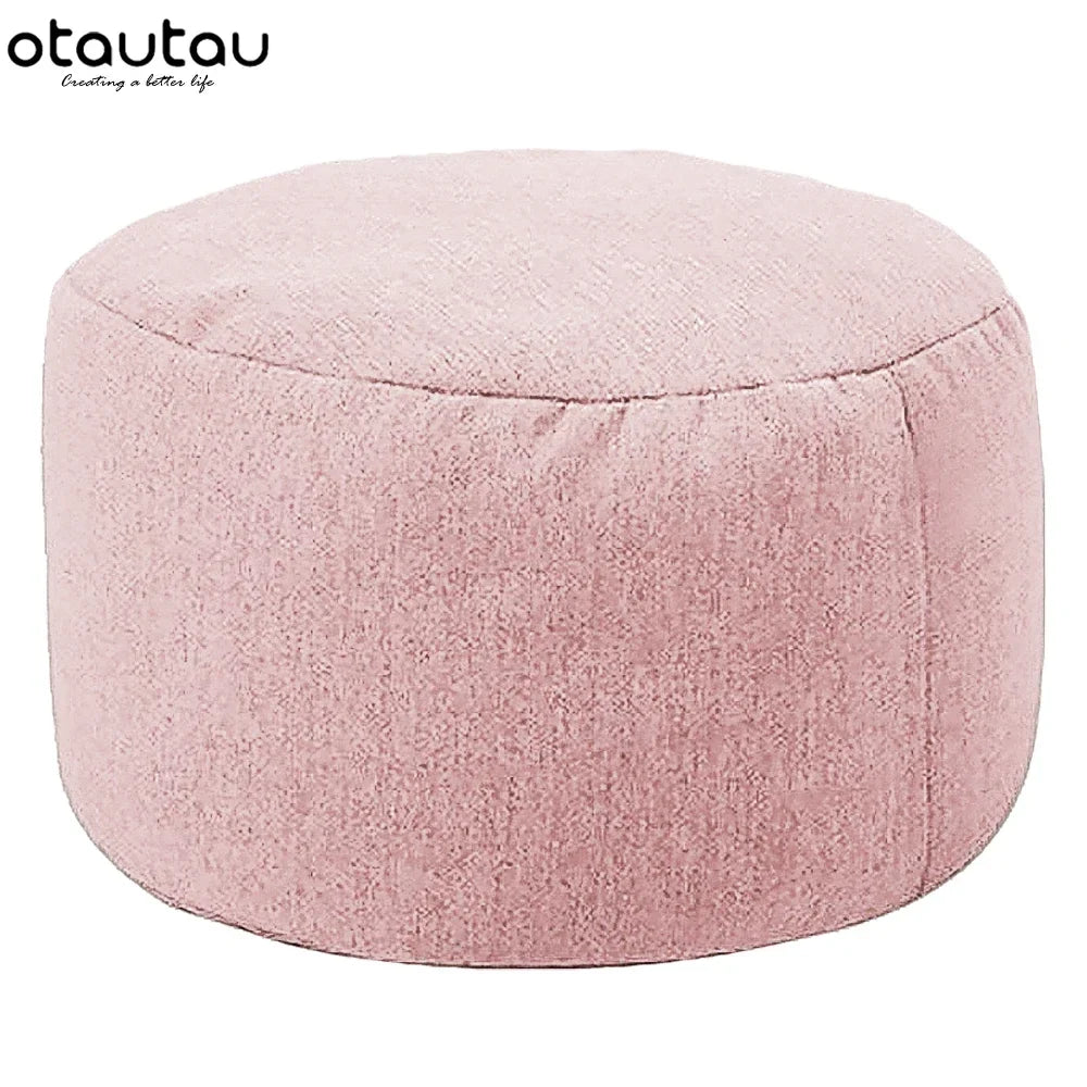 OTAUTAU Linen Bean Bag Chair with Filling Beanbag Pouf Ottoman Footstool Tatami Round Stool Futon Puff Relax Lounge Furniture