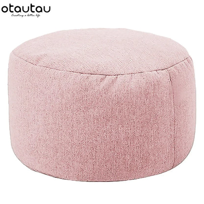 OTAUTAU Linen Bean Bag Chair with Filling Beanbag Pouf Ottoman Footstool Tatami Round Stool Futon Puff Relax Lounge Furniture