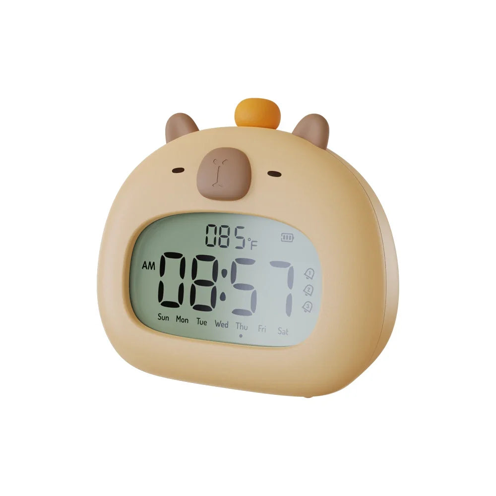LED Capybara Night Light Cute Capybara Alarm Clock USB Rechargeable Timer Desktop Decoration Alarm Clock Ornaments Children Gift
