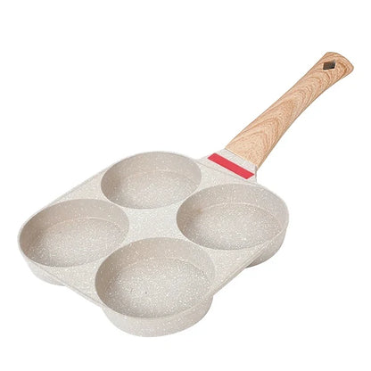 Non Stick 4-Cup Egg Frying Pan with flipping Lid Aluminum Pancake Egg Cooker with Spatula and Brush Burgers Omelet Cooking Pan