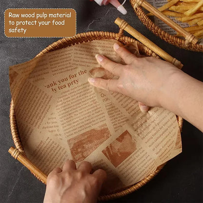 50 Pcs Parchment Paper Sheets Sandwich Wrap Wax Paper Deli Wax Paper Sheets Grease Resistant Tray Basket Liners Newsprint Paper