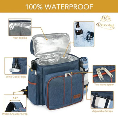 Picnic Backpack for Camping Picnic Basket for with Insulated Cooler Bag and Bottle Pouch Camping Gifts for Couples with Lightwe