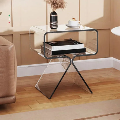 Modern Transparent Acrylic Bedside Table - Creative Side Table, Small Narrow End Table