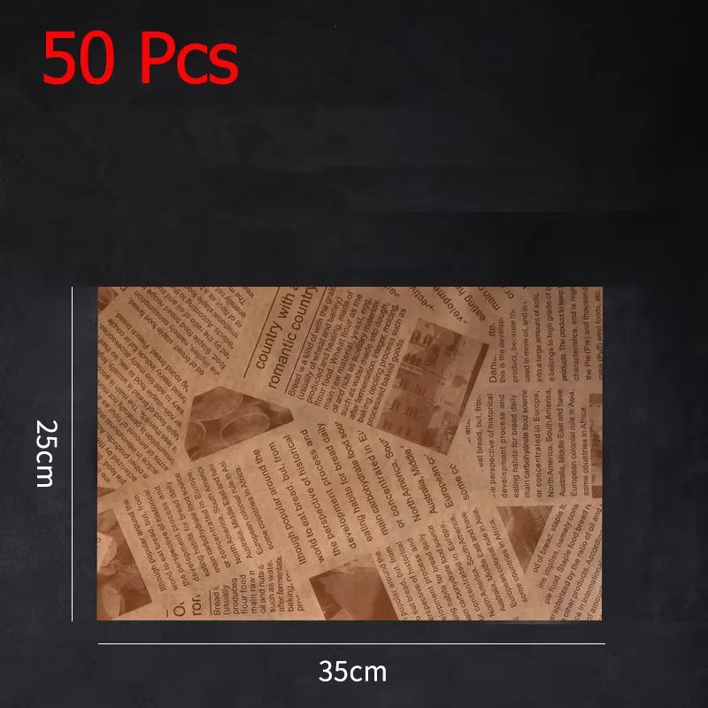 50 Pcs Parchment Paper Sheets Sandwich Wrap Wax Paper Deli Wax Paper Sheets Grease Resistant Tray Basket Liners Newsprint Paper