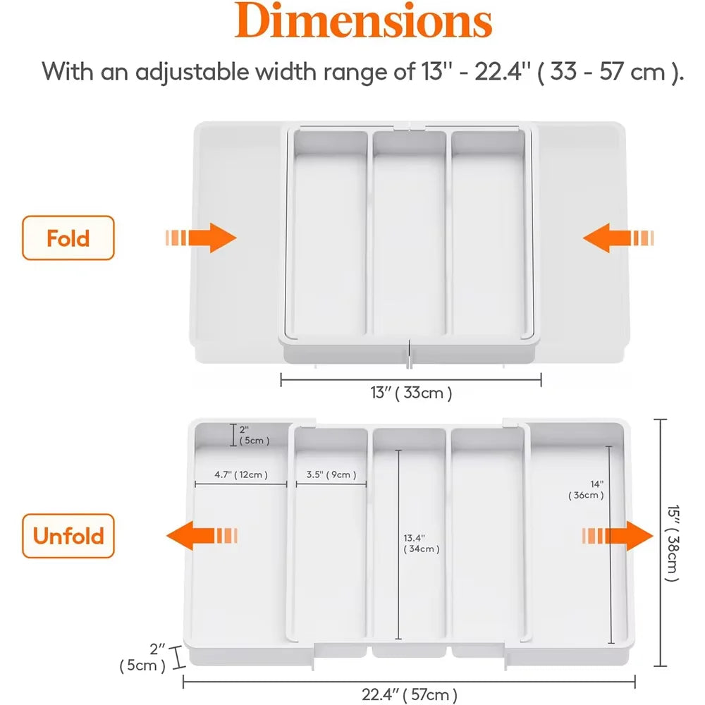 Expandable Utensil Organizer for Kitchen Drawers Large Silverware Drawer Organizer Divider Adjustable Cooking Utensil Tray