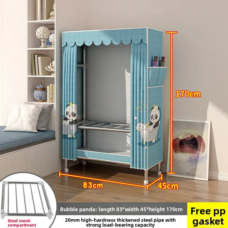 Portable Fabric Wardrobe Clothes Closet Bedroom Dorm Rental Room Small Folding Storage Cabinet Easy Assembly Durable Organizer