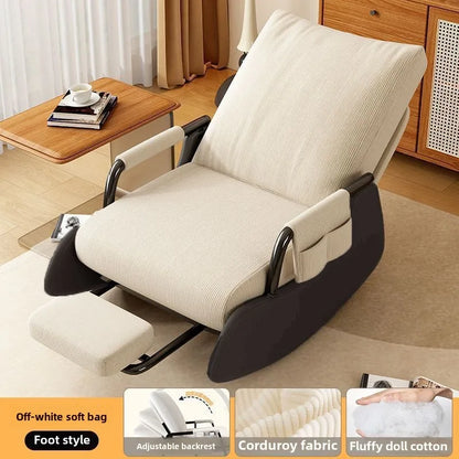Reclining chair lunch break folding lazy sofa chair adults can sit reclining office nap chair balcony household rocking chair