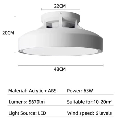 Modern LED Invisible Bladeless Ceiling Fan Lights 6speed Remote Control Dimming Fan Lamp Bedroom Restaurant Electric Fans