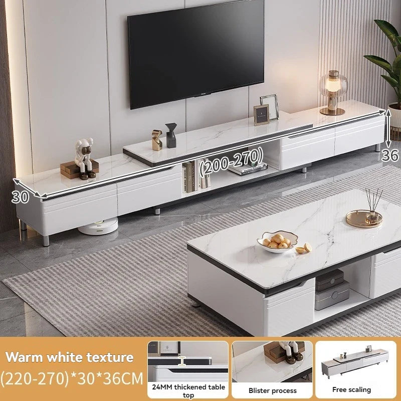 Modern minimalist living room household TV cabinet, floor standing retractable TV cabinet, coffee table, tea table combination