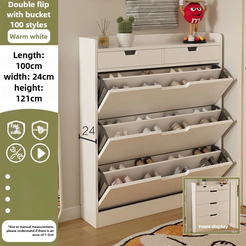Tipping bucket shoe cabinet, outer entry shoe rack, balcony, entrance cabinet, living room large-capacity storage cabinet
