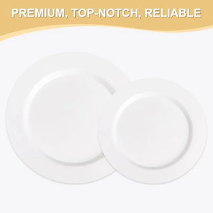 200 PCS Plastic Plates Premium Heavy Duty Disposable Plates for Party 100 Dinner Plates and 100 Salad Dessert Plates Sturdy Har