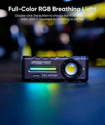 Rechargeable Magnetic Flashlight, 2000 Lumens with RGB and UV Light for Outdoor Use