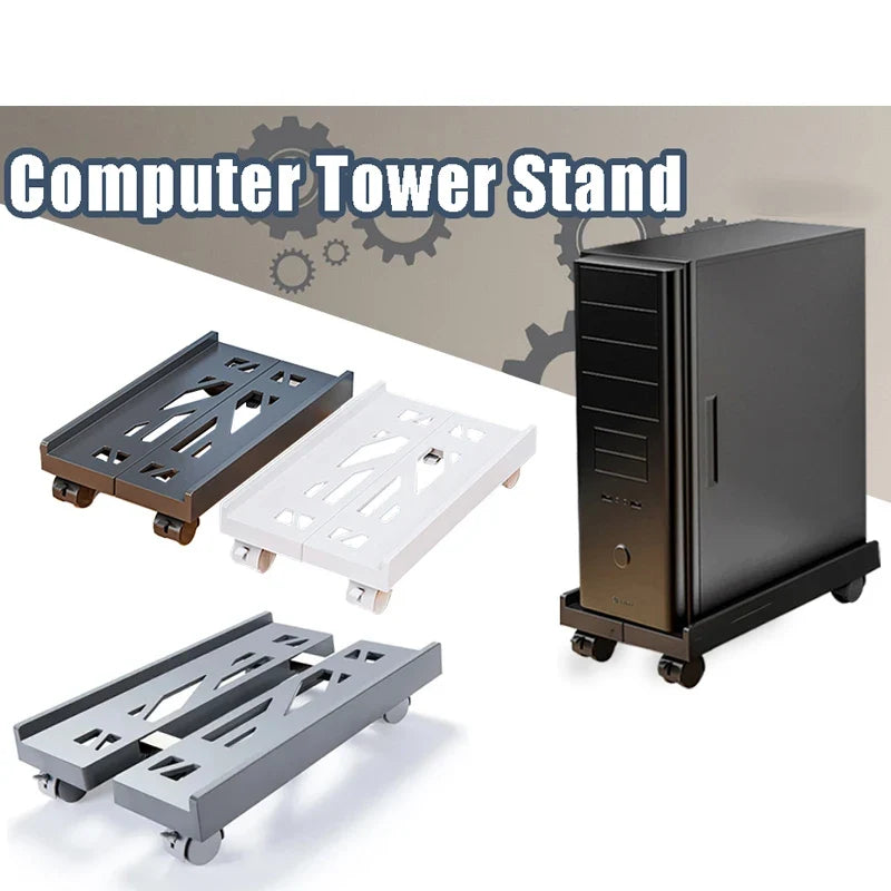 Adjustable Mobile CPU Stand Ventilated Computer Tower Stand PC Tower Stand Fits Most PC Under Desk CPU Holder PC Floor Cart