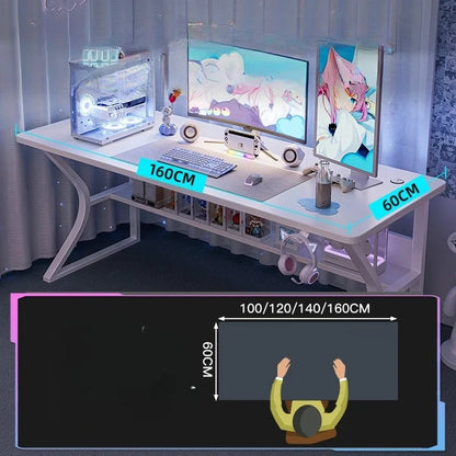 White Gaming Computer Desk Chair Set Home Office Study Bedroom Foldable Simple Ergonomic Modern Laptop Table Muebles Furniture