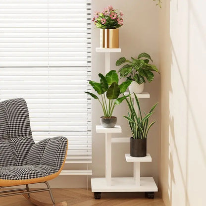 Mobile Iron Plant Stand Multi Tier Rolling Plant Rack Flower Pot Holder Indoor Outdoor Balcony Living Room Plant Shelf Rack