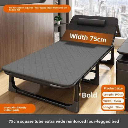 Folding bed office single metal household siesta folding recliner multi-functional camp bed adult siesta artifact