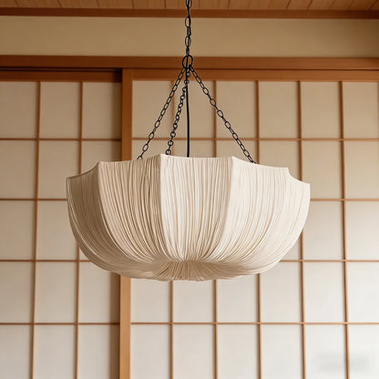 Retro Iron Chain Pendant Lamps Japanese Fabric Chandelier Living Dining Room Bedroom Ceiling lampLustre Hanging Light Fixture